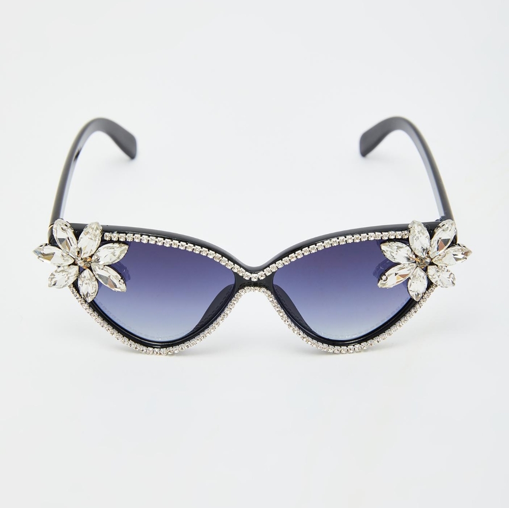 SUNGLASSES🤣Sophisticated😻 Glam Floral Rhinestone Sunglasses😺 - Picture 3 of 9
